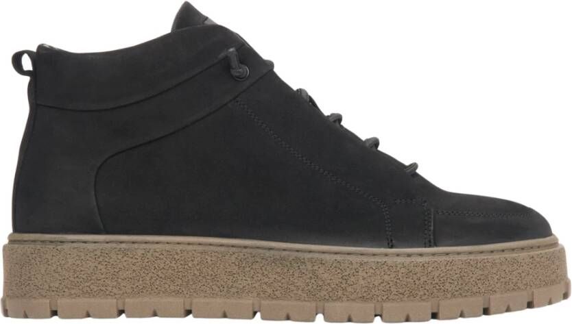 Estro Heren High-Top Zwarte Sneakers van Echt Italiaans Nubuck met Licht Isolatie Black Heren