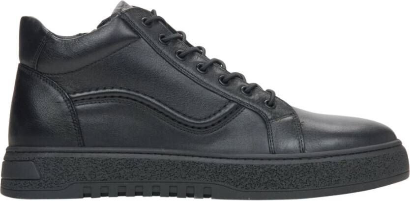 Estro Heren Hoge Zwarte Sneakers gemaakt van Echt Italiaans Leer Black Heren