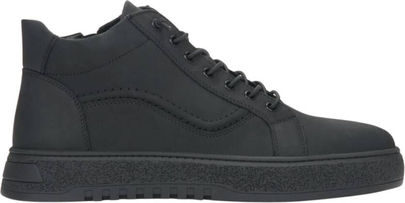 Estro Heren Hoge Zwarte Sneakers gemaakt van Echt Italiaans Nubuck Black Heren