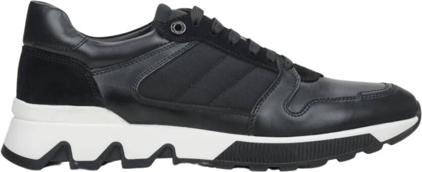 Estro Heren Leren & Velours Sneakers in Zwart Er00114551 Black Heren