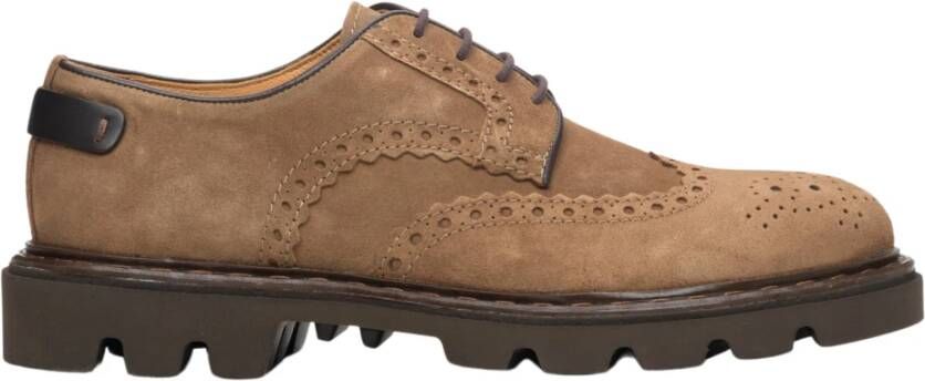 Estro Heren Lichtbruine Suède Veterschoenen Brogues Er00113800 Brown Heren