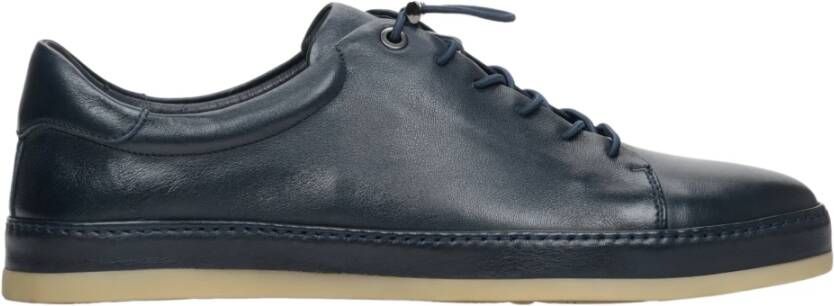 Estro Heren Marineblauwe Lage Sneakers gemaakt van Echt Leer Er00112559 Blue Heren