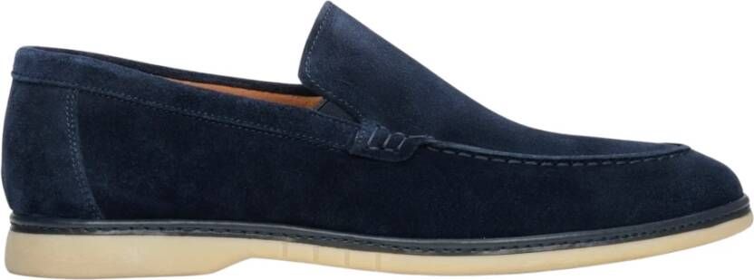 Estro Heren marineblauwe loafers gemaakt van echt velours voor de herfst Blue Heren