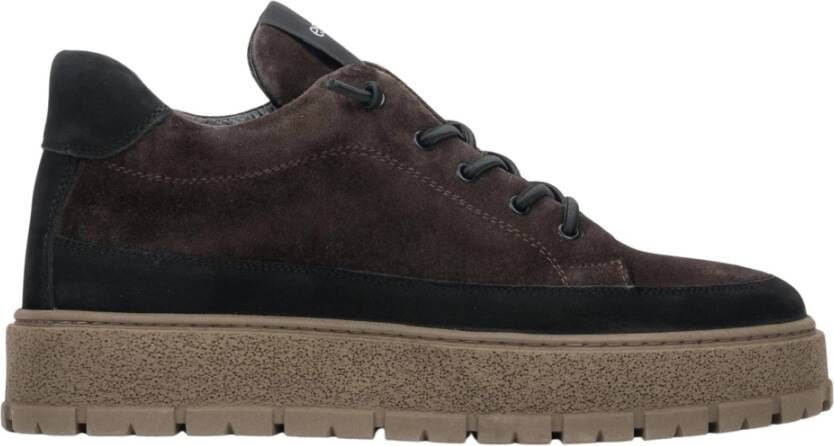 Estro Heren Saddle Brown High-Top Sneakers gemaakt van Italiaans Echt Velours & Leer met Licht Isolatie Brown Heren