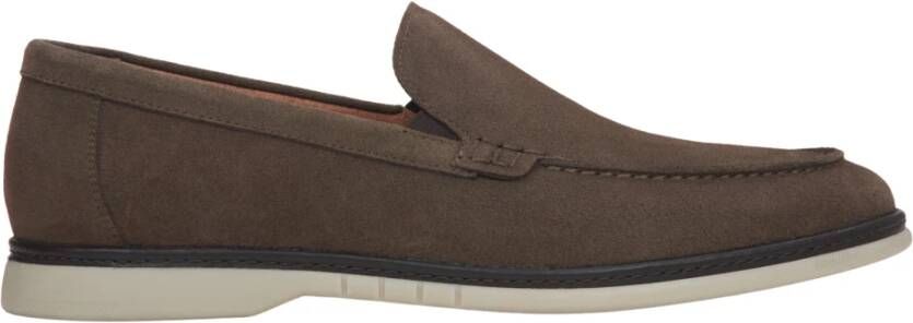 Estro Heren Saddle Brown Loafers gemaakt van Echt Velours Brown Heren