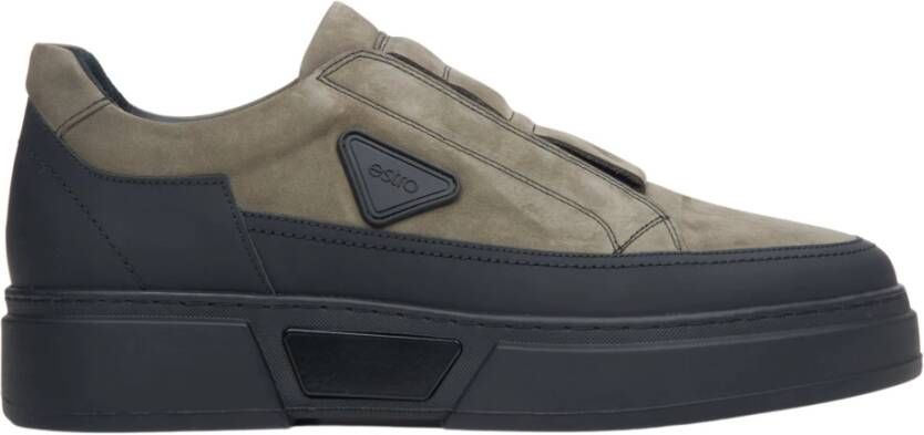 Estro Heren Slip-On Sneakers gemaakt van Echt Groen Nubuck Er00113806 Multicolor Heren