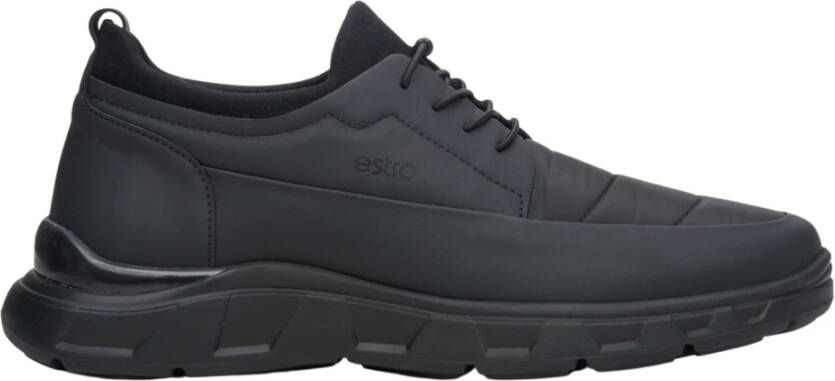 Estro Heren Zachte Zwarte Lage Sneakers met een Turnbuckle Er00113803 Black Heren