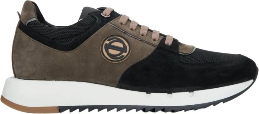 Estro Heren Zwart & Bruin Velours Sneakers met Elastische Zool Er00114572 Multicolor Heren