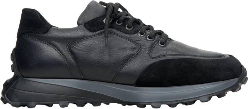 Estro Heren Zwarte Atletische Lage Sneakers gemaakt van Gemengde Materialen Er00113802 Black Heren