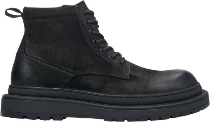 Estro Heren Zwarte Enkellaarzen met Isolatie gemaakt van Echt Nubuck Er00114240 Black Heren