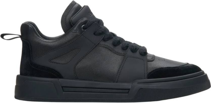 Estro Heren Zwarte High-Top Sneakers gemaakt van Echt Leer en Suède Er00114368 Black Heren