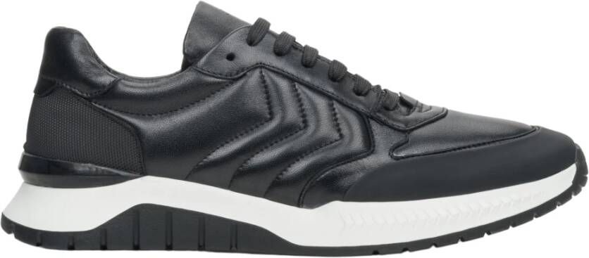 Estro Heren Zwarte Lage Sneakers gemaakt van Echt Leer Er00111913 Black Heren