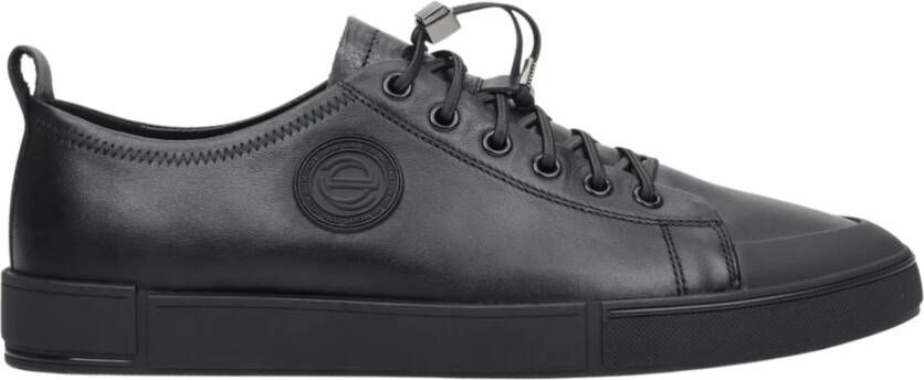 Estro Heren Zwarte Lage Sneakers gemaakt van Echt Leer Er00112392 Black Heren