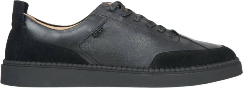 Estro Heren Zwarte Lage Sneakers gemaakt van Premium Italiaans Leer en Velours Er00115641 Black Heren