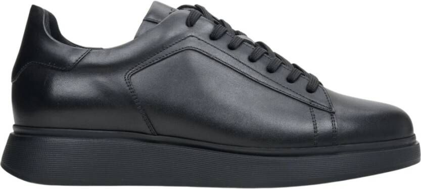 Estro Heren Zwarte Lage Top Sneakers gemaakt van Echt Leer Er00113795 Black Heren