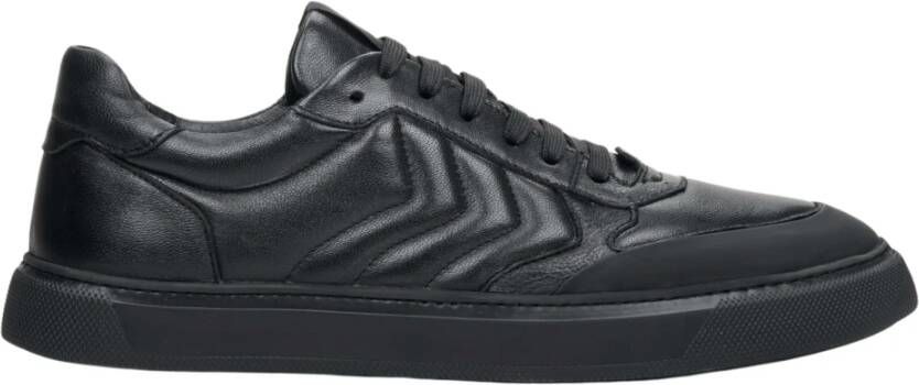 Estro Heren Zwarte Leren Lage Sneakers Er00111760 Black Heren