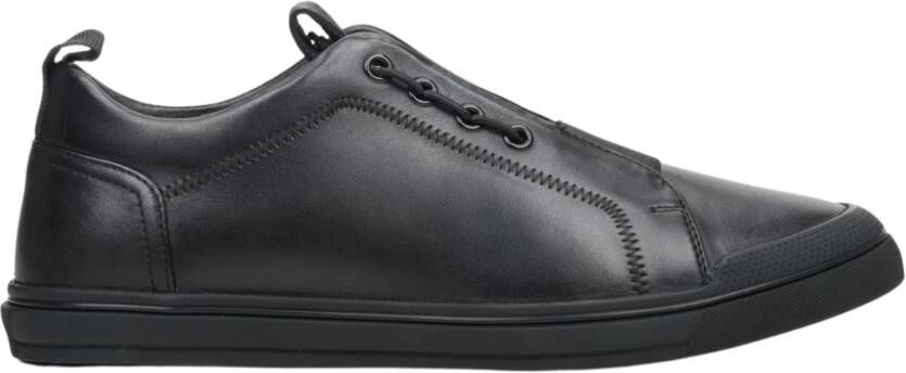 Estro Heren Zwarte Sneakers gemaakt van Echt Leer Er00112391 Black Heren