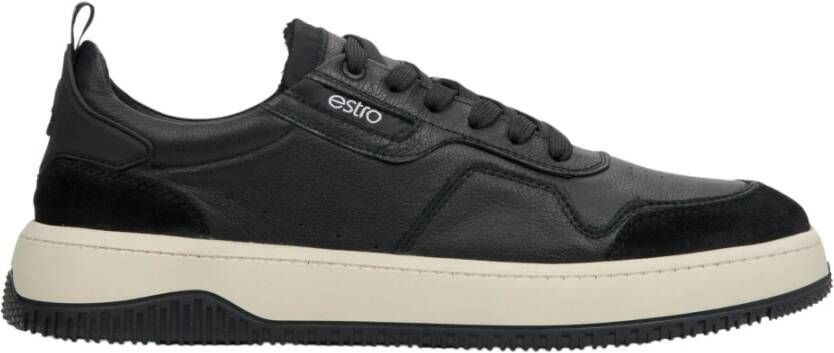 Estro Heren Zwarte Veterschoenen met Lage Top en Flexibele Zool Er00114650 Black Heren