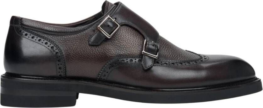 Estro Herenzadelbruine leren brogues met monniksbanden Brown Heren