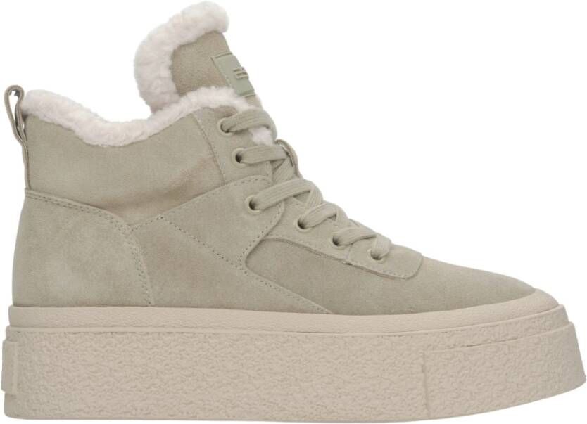 Estro Khaki wollen gevoerde hoge sneakers met velours voor de winter ES8 Er00115865 Green Dames