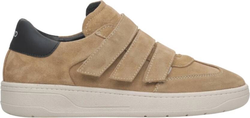 Estro Lichtbruine Velcro Sneakers voor dames gemaakt van Italiaans echt leer & velours Brown Dames