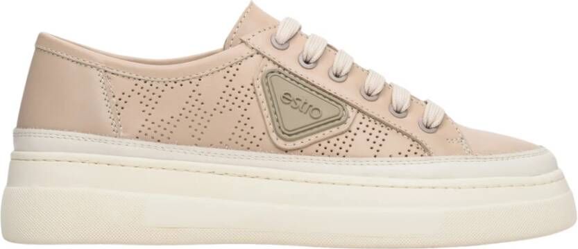 Estro Luxe Beige Veterschoenen Beige Dames