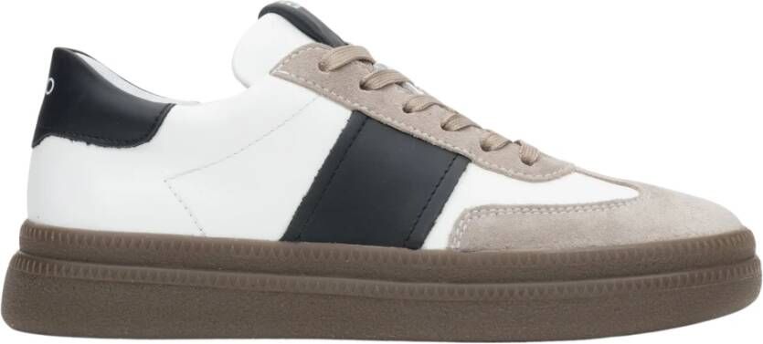 Estro Witte en grijze lage sneakers voor dames gemaakt van velours en leer White Dames