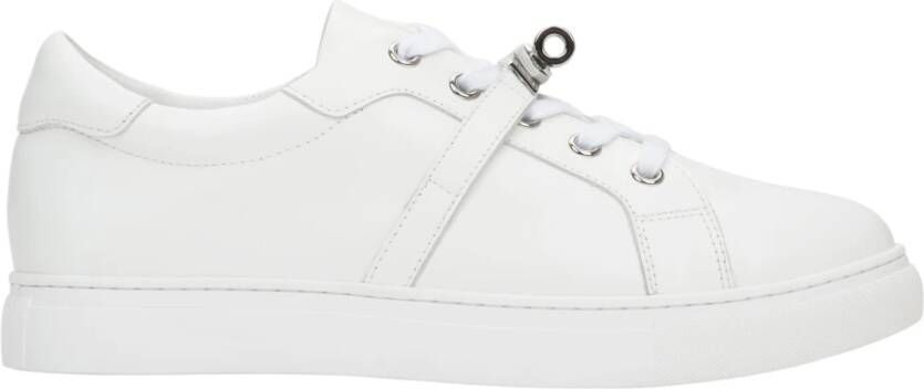 Estro Witte Premium Leren Lage Sneakers voor Vrouwen White Dames