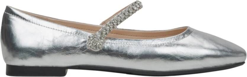 Estro Zilveren Mary Jane Dames Ballet Flats met Decoratieve Band Gray Dames