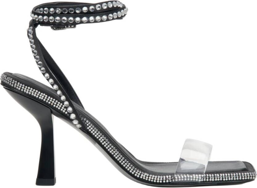 Estro Zwarte Dames Sandalen met Hak en Strass Black Dames