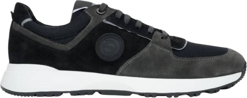 Estro Zwarte en grijze herensneakers gemaakt van echt Italiaans velours en leer Black Heren