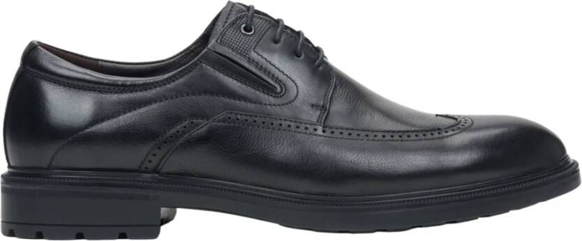 Estro Zwarte heren brogues gemaakt van echt leer Black Heren