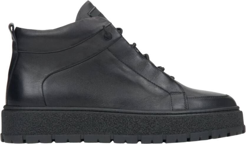 Estro Zwarte herensneakers van echt Italiaans leer met lichte isolatie Black Heren