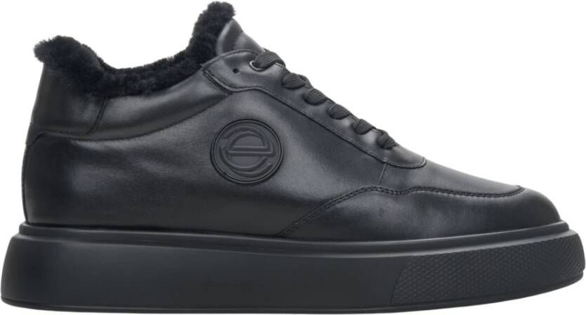 Estro Zwarte Hoge Winter Sneakers voor Dames met Leer en Bont Black Dames