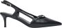 Estro Zwarte leren slingback lage hak pumps voor dames Black Dames - Thumbnail 1