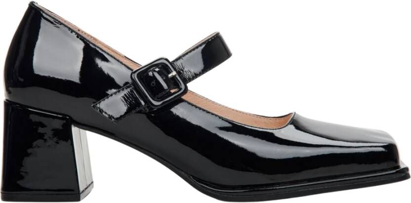 Estro Zwarte Mary Jane pumps voor dames gemaakt van patent echt leer Black Dames