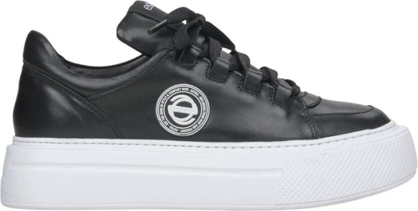 Estro Zwarte Platform Sneakers voor Dames gemaakt van Echt Leer Er00114536 Black Dames