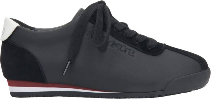 Estro Zwarte sneakers voor vrouwen gemaakt van echt leer en velours Black Dames