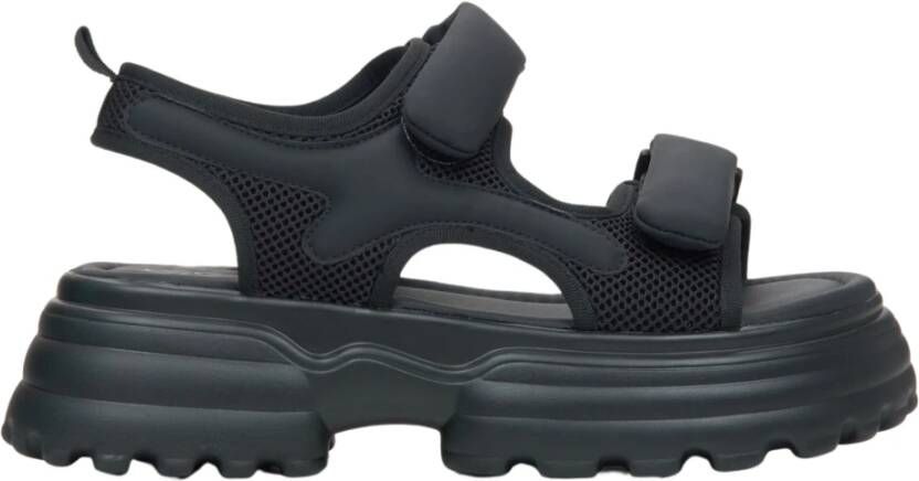 Estro Zwarte Sportieve Sandalen voor Dames met Dikke Zool ES8 Er00115498 Black Dames