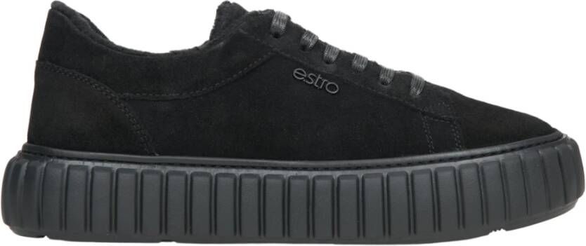 Estro Zwarte Velours Lage Winter Sneakers Er00115651 Black Dames