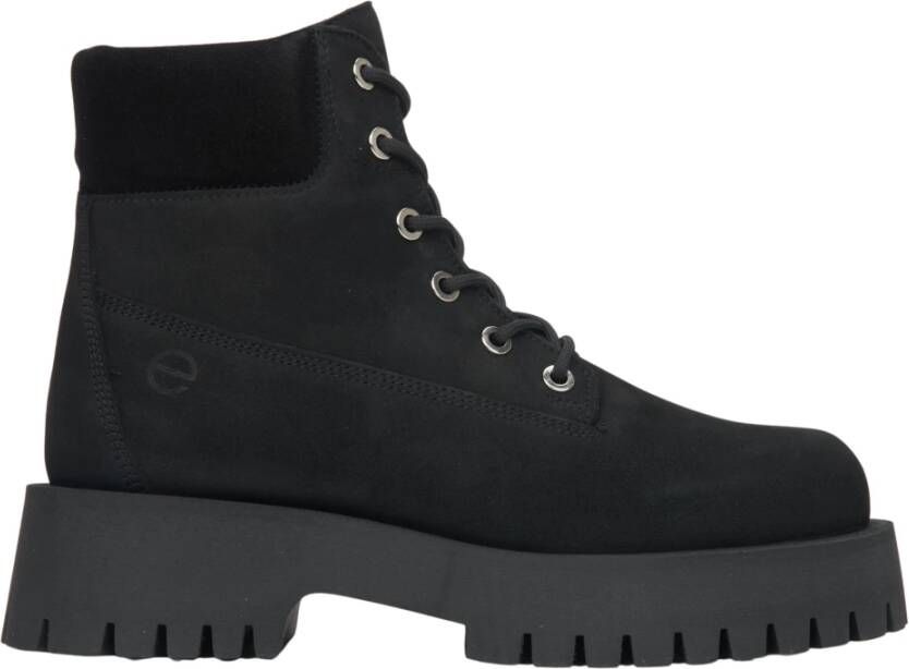 Estro Zwarte veterschoenen voor vrouwen gemaakt van echt Italiaans nubuck Black Dames