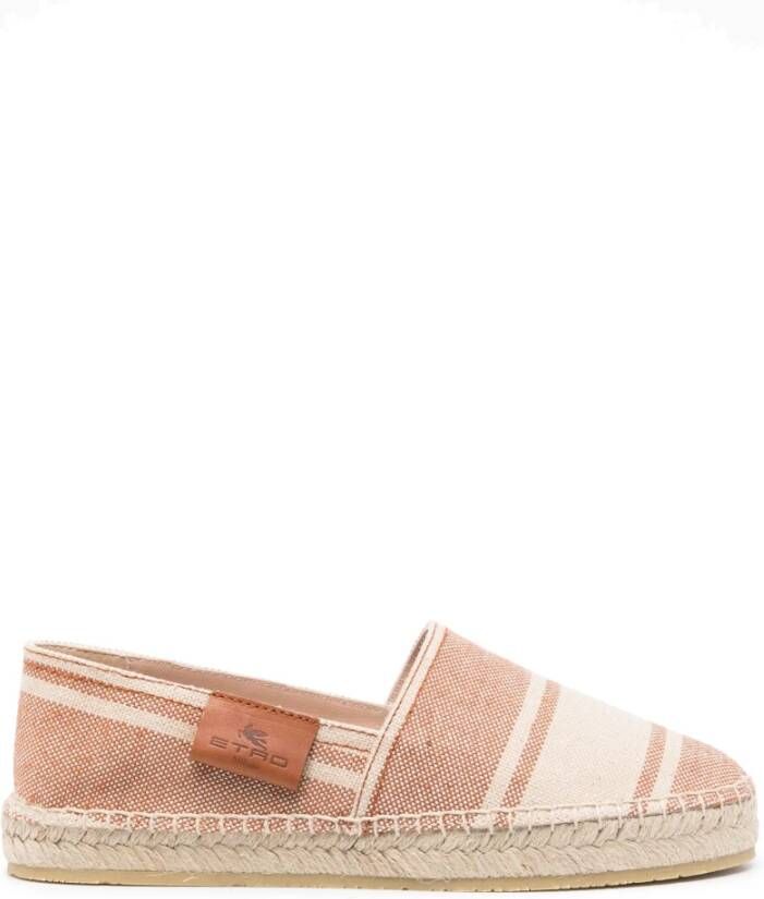 ETRO Gestreepte canvas espadrilles in bruin Brown Dames