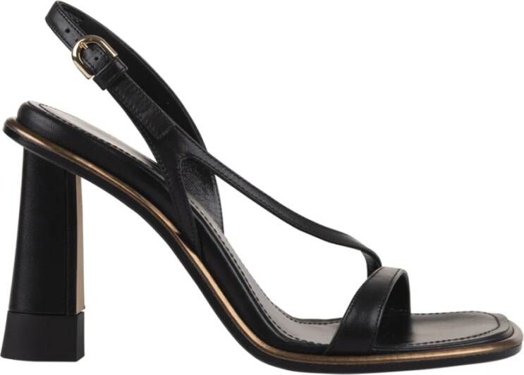 ETRO Zwarte Lamsskin Vierkante Neus Sandalen Black Dames