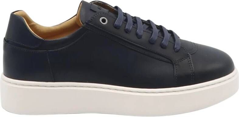 Exton Blauwe Leren Sneakers Blue Heren