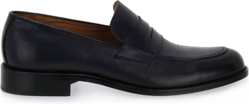 Exton Blauwe Vitello Leren Schoenen Blue Heren