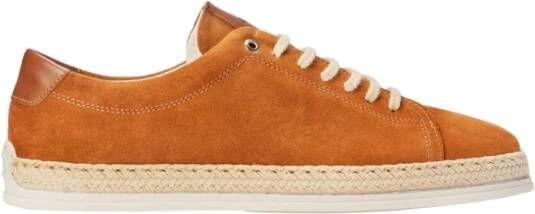 Exton Bruin Leren Elegant Lage Sneakers Brown Heren