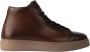 Exton Bruin Leren Veterschoen Hoge Sneakers Brown Heren - Thumbnail 1