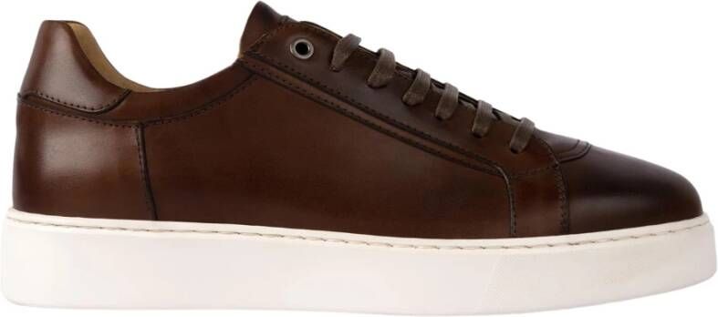 Exton Bruine leren sneakers Brown Heren