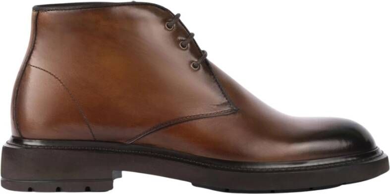 Exton Bruine Leren Veterschoenen Brown Heren