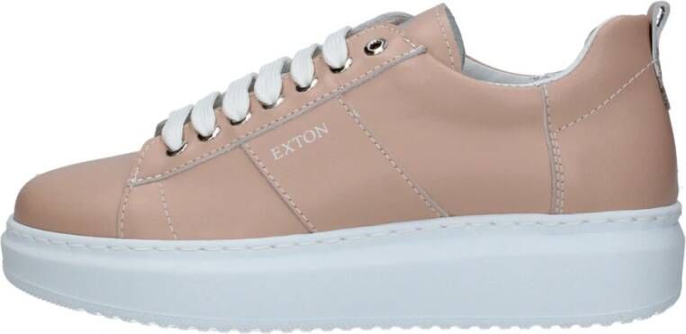 Exton Dames Leren Lage Sneakers Pink Dames